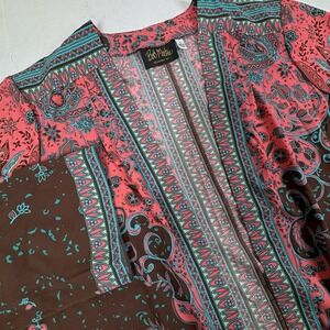 Bob Mackie Open Cardigan Wearable Art Large Bohemian Longline Lightweight Kimono